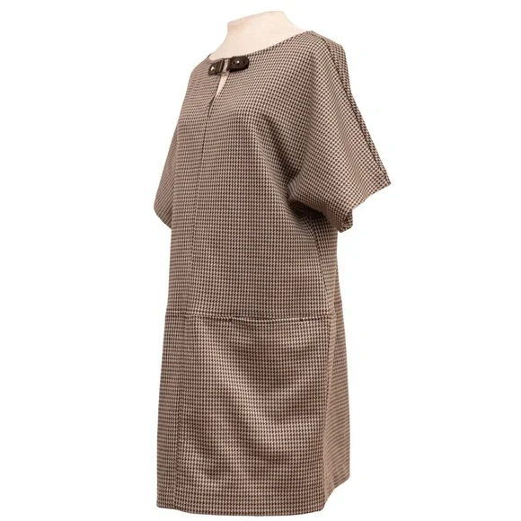 LAUREN RALPH LAUREN NWT Buckle Trim Houndstooth Jacquard Shift Dress Size Medium - Picture 9 of 15